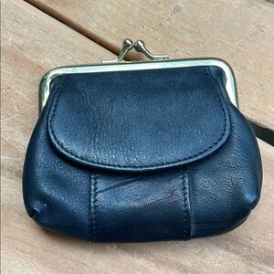 Vintage Black Genuine Leather Coin Purse